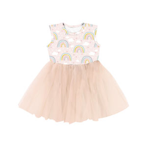 SQG-089 Vestido de Moda para Niñas, Top de Seda de Leche, Falda de Tul Súper Suave, Vestidos de Verano para Niñas, Fiesta de Cumpleaños, OEM - Product Image 4