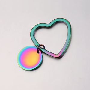 Heart Ring Round Disc Blank Keychain Mirror Polished Stainless Steel Personalize Custom Logo Laser Engrave Charm <b>Metal</b> <b>Key</b> <b>Chain</b> - Product Image 5