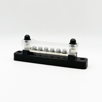 Barre omnibus simple 150A, bloc de distribution d'alimentation 6/12 positions, base solide et couvercle transparent, 300V AC 48V DC pour applications marines et motocycles