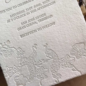Customized High-end Letterpress Wedding Invitation Suite Deep Debossed <b>Embossed</b> Cotton Paper Invite <b>Cards</b> for Luxury Events - Product Image 3