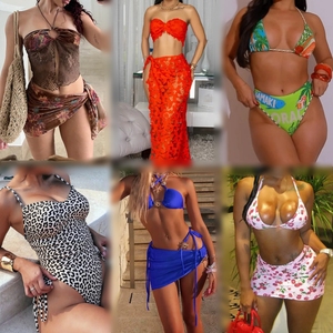 Ensemble de bikini imprimé pour femme, deux pièces, dos nu, sexy, tendance de l'été, expédié aléatoirement. - Product Image 3