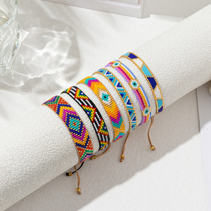Bracelet porte-bonheur œil turc pour femme, style bohème, fait main, en acier inoxydable, bijoux colorés, vente en gros, cadeau tendance pour l'amitié - Product Image 1