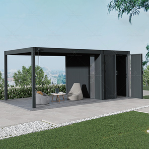 Pergola moderne automatique personnalisée en aluminium avec toit à lames, abri de rangement intégré et protection contre la pluie pour patio - Combo-5 - Product Image 4