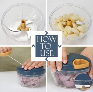 Picadora de alimentos Manual gris de 550ml, cortador de frutas y verduras sin BPA, cuerda de mano, cebollas y nueces, Material seguro para uso doméstico - Product Image 5