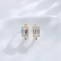 Boucles d'oreilles clips en or jaune 18 carats avec diamants de laboratoire et émeraudes, style fantaisie, manchette d'oreille, boucles d'oreilles statement