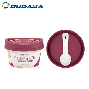 IML personalizzato rispettoso dell'ambiente in tazze di plastica per alimenti per cani con yogurt in plastica con etichetta stampo con coperchi