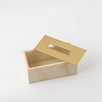 Boîte à mouchoirs en résine travertin avec couvercle en acier inoxydable, boîte à mouchoirs durable pour la décoration de la maison, vente en gros