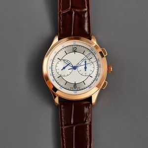 Designer Style Sector Dial <b>Automatic</b> <b>Chronograph</b> Tachymeter Sapphire Crystal Steel Case Brown Leather Mens Wristwatch 40mm - Product Image 1