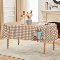 Nappe rectangulaire pour table de réception, motif récolte d'automne, crème chaud, à carreaux, citrouilles, pour décorations de table de fête d'automne