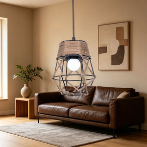 Xuheng Hemp <b>Rope</b> Lampshade Led Industrial Style Hanging <b>Light</b> Fixture For Bars Guesthouses Clothing Stores Decorative Lighting - Product Image 3