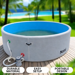 Bains à remous gonflables en bâche PVC double couche au design moderne, <span class=keywords><strong>pour</strong></span> 2 à 4 personnes, autoportants, bain de glace extérieur, <span class=keywords><strong>spa</strong></span> de récupération avec refroidisseur - Product Image 1