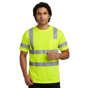 T-shirts de sécurité haute visibilité OEM, nouvelle classe 2, avec logo personnalisé, réfléchissants, imperméables, à LED clignotantes, 100 % polyester maille pour - Product Image 1