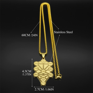 Kabbale Arbre de Vie Amulette Pendentif Collier pour Femmes Hommes Acier Inoxydable Or Couleur Juif Hébreu Chaîne Bijoux collier (NL292) - Product Image 6