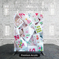 Joyeuses Fêtes - Tuiles de Mahjong en Acrylique Blanc - Thème de Noël - Kit Floral Poinsettia - Ensemble Pliable de Luxe Moderne