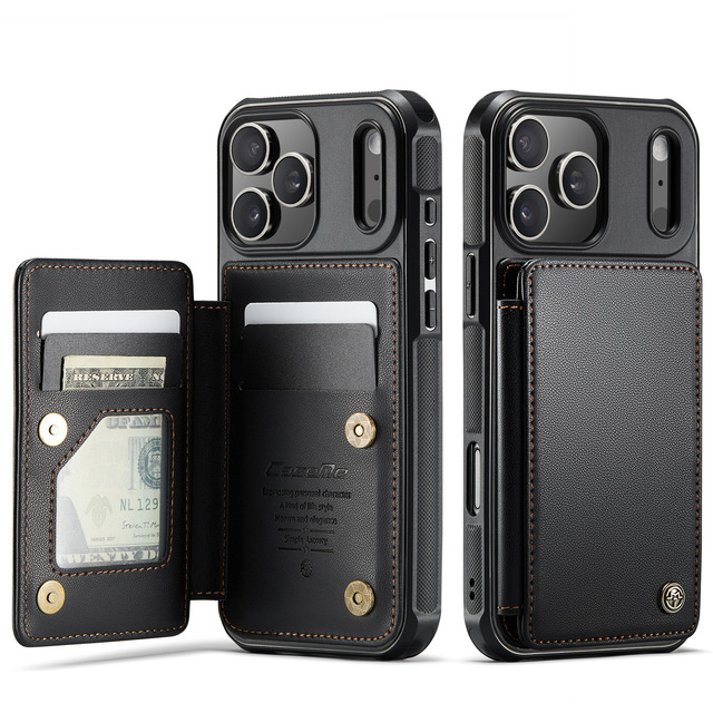 Premium Luxury Leather Case for iPhone 17, Flip Stand Card Holder Wallet Cell Phone Case for iPhone 17 16 15 Pro Max