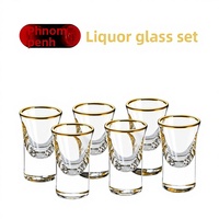 Verre à shot en verre, bord doré, 15 ml, coupe B52, pour whisky et liqueur, design simple