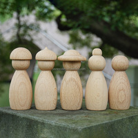 Usine naturel inachevé en bois bricolage jouet cheville Kokeshi poupées décoratives famille bois forme Figure artisanat Sculpture pour expériences