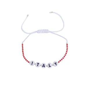 Atest Trendy Candy Kleurrijke Miyuki Kralen Acryl Beed Italie Liefde Charme Armbanden Minimalistische Handgemaakte Geweven Armband Voor Meisjes