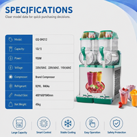 Machine à Granita Commerciale 12L x 2 avec Écran LED, Panneau en Acier Inoxydable 304, Protection Haute Température pour Boissons Glacées