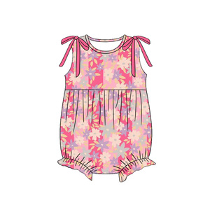 Conjunto de Ropa para Niñas Pequeñas, Estilo Boutique, Casual, Bonito, con Estampado Floral, Lazos, Transpirable, para Primavera y Otoño, Tela de Lana, Borde Festoneado - Product Image 3