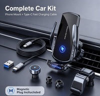 Pengisi Daya Mobil Nirkabel Cepat 15W, Dudukan Ponsel dengan Sensor Otomatis, Motor Senyap, Rotasi 360 Derajat untuk Navigasi GPS