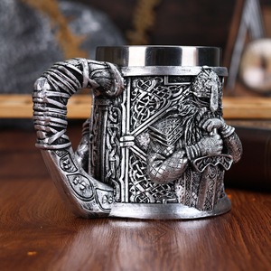 Taza de Cerveza Vikinga Medieval Retro con Diseño en Relieve 3D de Cabeza Vikinga, Taza de Café para Bar, Cerveza de Barril - Product Image 3