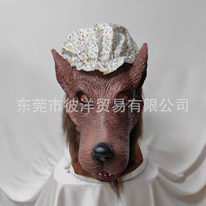 Máscara de látex de loba abuela con sombrero de flores para disfraz de Halloween, carnaval o fiesta - Product Image 2