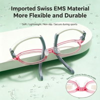 Monture de lunettes quotidienne en silicone durable et légère pour enfants, modèle MM7324, avec charnière élastique à mémoire de forme, nouveau style, sans pression sur le visage, pour EMS