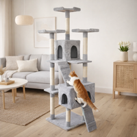 Arbre à chat robuste et écologique en peluche avec poteaux à gratter en sisal, multi-niveaux, en velours, emballage carton pour la maison