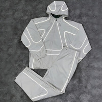 Ensemble de survêtement en nylon réfléchissant personnalisé BINBEIER, noir, ample, décontracté, coupe-vent, pantalon de survêtement pour hommes