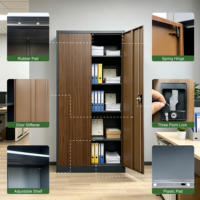 Armoire de classement métallique moderne à 2 portes, finition grain de bois, verrouillable avec serrure à 3 points, écologique, grande capacité, pour bureau commercial