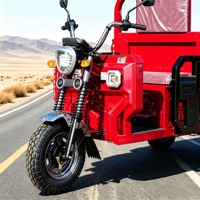 Tricycle électrique à trois roues rouge, benne basculante, tricycle de transport de marchandises robuste, tricycle électrique pour le transport agricole et le remorquage