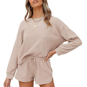 Ready Stock Women Lounge Pants <b>Set</b> Crew Neck Drawstring Long Sleeve Spring Loungewear Outfit Embroidery Logo - Product Image 3