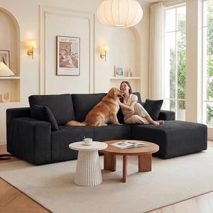Canapé modulable sans structure en mousse haute densité, grand format, avec chaise longue droite en L, ensemble canapé-lit, assise profonde, pour salon - Product Image 3