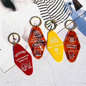 plastic Acrylic charms With Custom Logo Oem Promotional Acrylic Keychain Printed Blank Resin Motel Hotel Key Chain