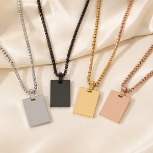 Collane con Ciondolo Personalizzato in Acciaio Inossidabile Impermeabile, Gioielli Placcati Oro con Logo o Nome Inciso - Product Image 1