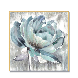 Vẽ tay nở hoa màu xanh sơn dầu bức tường lớn nghệ thuật màu vàng hoa Hình ảnh thiết kế bức tranh tác phẩm nghệ thuật cho trang trí tường - Product Image 1