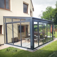 Véranda en aluminium et verre au design moderne, portable et préfabriquée, pour balcon, patio, utilisation temporaire