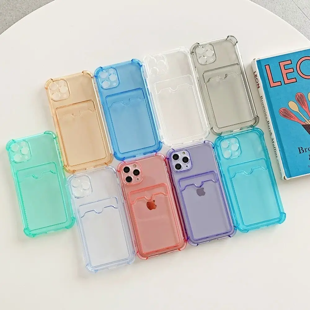 Colorful soft tpu four corner shockproof phone cases for iphone 12 pro max waterproof mobile phone card case