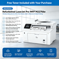 Imprimante multifonction laser monochrome sans fil reconditionnée compatible LaserJet Pro MFP M227fdw avec Ethernet intégré et impression recto-verso