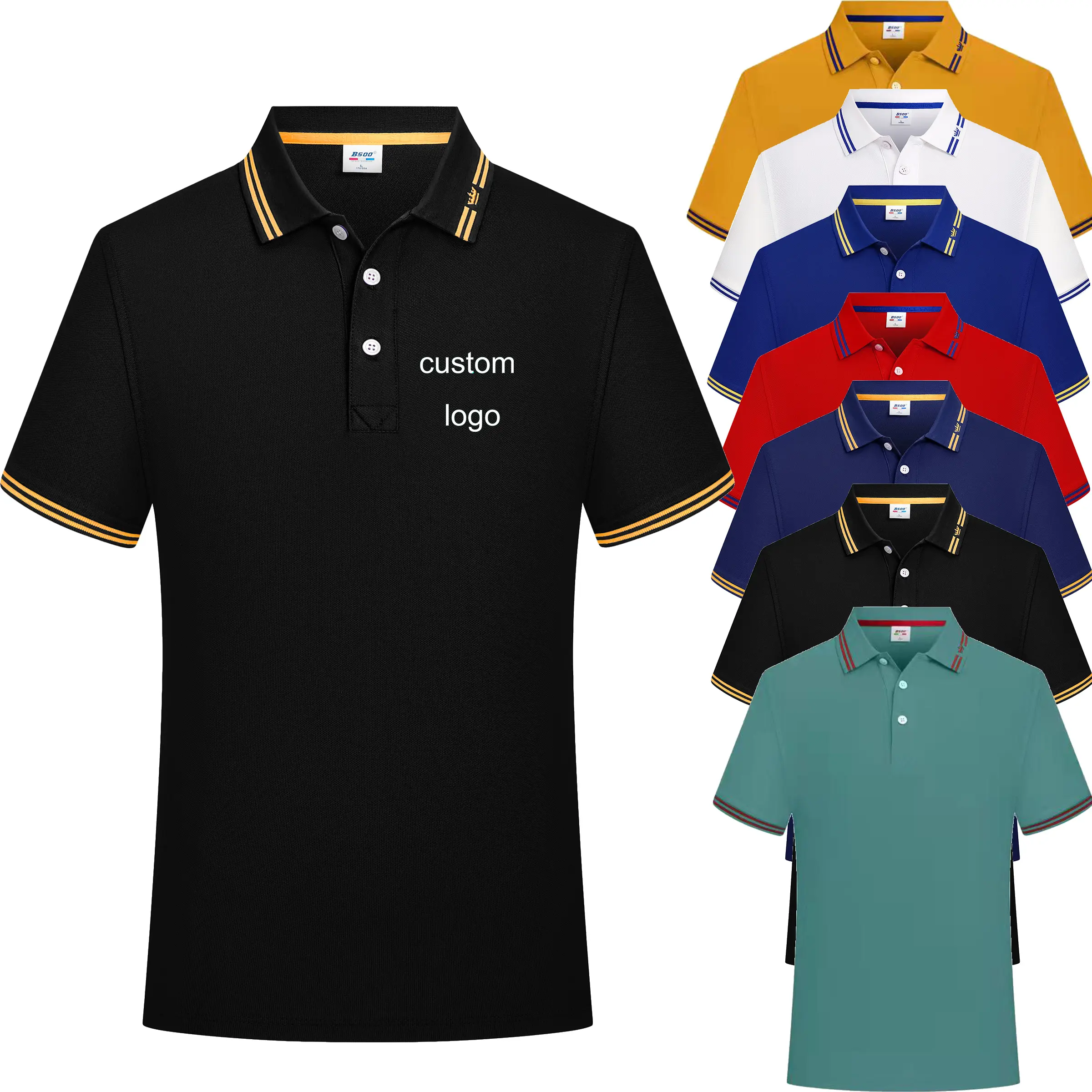 2024 new OEM design custom convertible collar Polo shirts 100% cotton men quick dry plain golf polo t shirts with logo