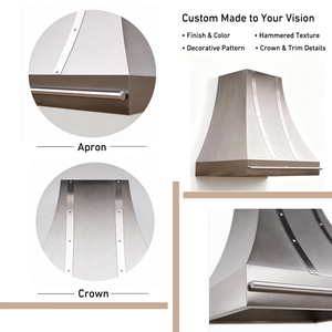 เครื่องดูดควันสเตนเลสสตีลโค้งแบบกำหนดเอง ติดผนัง สำหรับที่พักอาศัยหรูหรา - Product Image 6