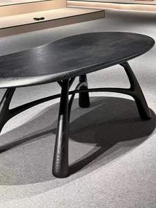 โต๊ะอาหารไม้เนื้อแข็งสไตล์มิดเซ็นจูรีใหม่ โต๊ะทำงานดีไซน์หรูหราสไตล์ฝรั่งเศส แผ่นไม้ขนาดใหญ่ สำหรับบ้าน สำนักงาน วิลล่า - Product Image 3