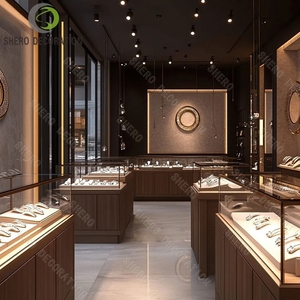 Jewellery Shop Interior Design Unique Stainless Steel Jewelry Displays Counter Luxury Wall Glass Showcase Display <b>for</b> Jewel - Product Image 4