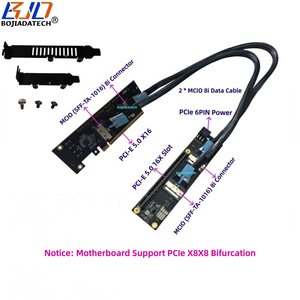 PCI-E 5.0 16X Graphics Card GPU Riser Extension Cable PCIe X16 to 2 MCIO (SFF-1TA-1016) 8i 8x Adapter Expansion Card GEN5 64Gbps - Product Image 1