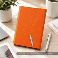 Carnet en cuir vegan Saffiano avec logo personnalisé, couverture rigide A5, fermeture diagonale, journal, agenda, 6 couleurs, vente en gros, OEM