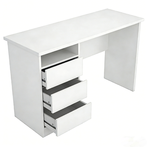 <span class=keywords><strong>Escritorio</strong></span> de Oficina Contemporáneo Blanco con 3 Cajones y Gran Espacio de Almacenamiento para el Hogar y la Empresa, Mesa de Oficina Pequeña con Cajón de Madera - Product Image 3