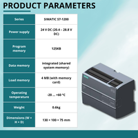 CPU Siemens S7 1200 PLC 1215C de Rendimiento Original Estable, CPU Compacta DC/DC/Relé, 2 Puertos PROFINET, 6ES7215-1HG40-0XB0