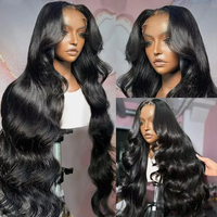 Pelucas delanteras de encaje ondulado del cuerpo 13x4 cabello humano 200% densidad 13x4 peluca Frontal de onda suelta prearrancada HD cabello humano transparente Remy