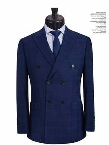 Blazer pour hommes d'affaires <span class=keywords><strong>costume</strong></span> bleu rayé double boutonnage pistolet revers Slim Fit affaires <span class=keywords><strong>costume</strong></span> <span class=keywords><strong>sur</strong></span> <span class=keywords><strong>mesure</strong></span> pour hommes - Product Image 3